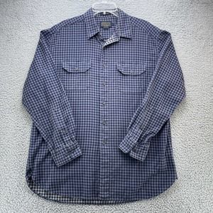 Pendleton Shirt Mens Large Blue Check Fairbanks Flannel Button Up Cotton
